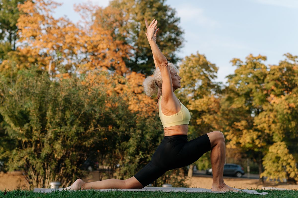 A woman practising balance exercises