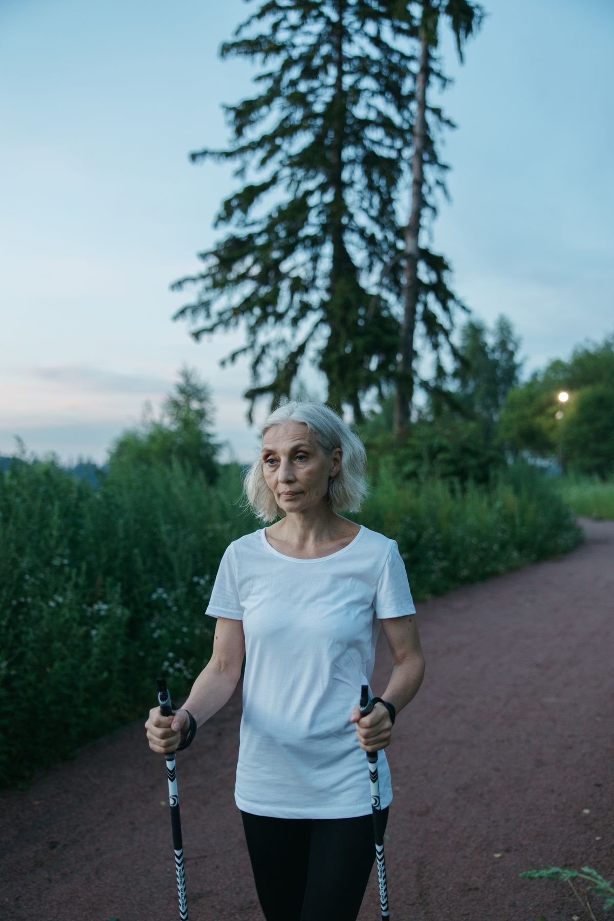A woman exercising at home